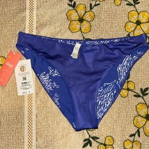 Maaji Blue and White Bikini Bottoms with Side Straps
